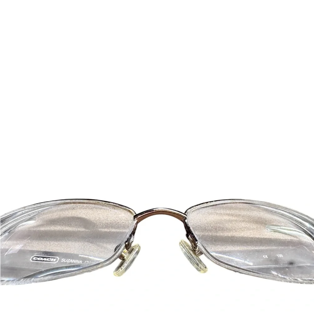 Coach Black and Gold Eyeglasses with white rectangular Logo C Case